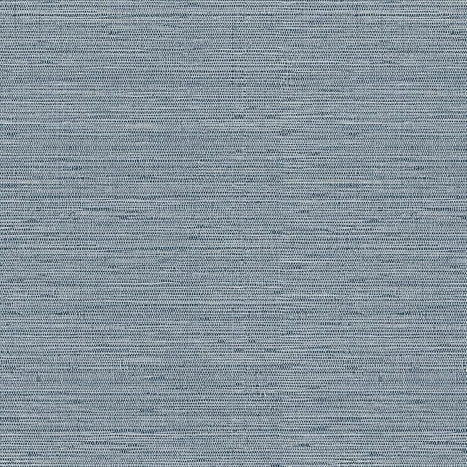 Simon&Siff Grey Blue Textured Grasscloth Peel and Stick Wallpaper 17.7"x394" Faux Grassweave Wallpaper Waterproof Self Adhesive Removable Wallpaper Mural for Home Decor Bedroom Kitchen Cabinet