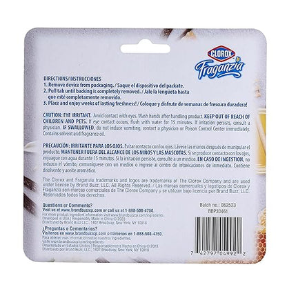 Clorox Fraganzia Small Rooms Air Freshener, Vanilla Honeycomb Scent - Peel & Place Air Freshener, No-Plug, Battery-Free for Closets, Laundry Room, Entry Way, Bathroom, 0.25 Fl Oz Each, 24 Count