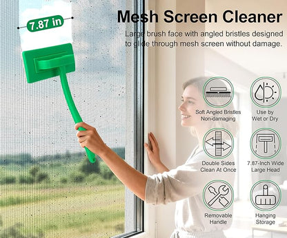 MyLifeUNIT Mesh Screen Cleaner, Detachable Window Screen Cleaning Brush Washing Tool, Windows Screen Cleaner with Wet and Dry Dual-Use