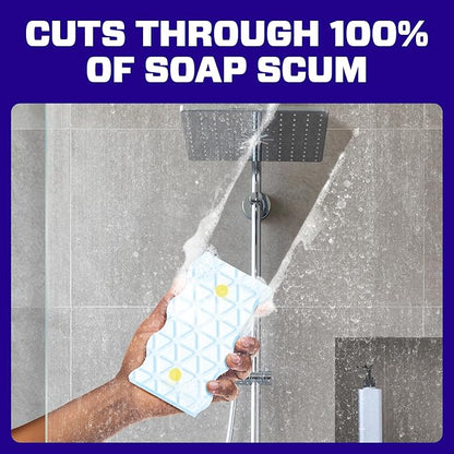 Mr. Clean Magic Eraser Sponge, Bathroom Cleaner, Shower Cleaner, Tub Cleaner, Soap Scum Remover, Bathroom Cleaning Supplies, Dawn Cleaning Power with Lemon Scent, 2 in 1 Bath, 7ct