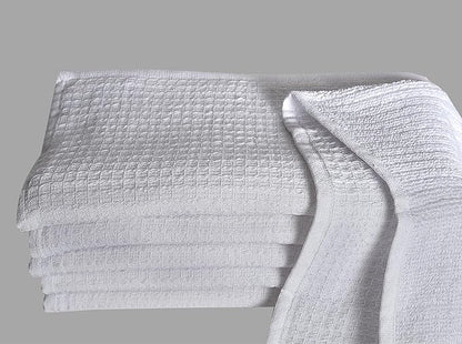 Dish Towels|Kitchen Dish Cloths Two-Sided Waffle Terry|13x28 Inches 100% Cotton Dish Rags Washing Dishes|Super Absorbent Reusable Quick Drying Dish Towels| 6-Pc Set White