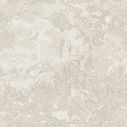 Heroad Peel and Stick Wallpaper Beige Neutral Vintage Forest Animals Floral Wallpaper Removable Self-Adhesive Contact Paper for Bedroom Living Room Cabinets Decoration Thicken Vinyl 17.3" x 197"