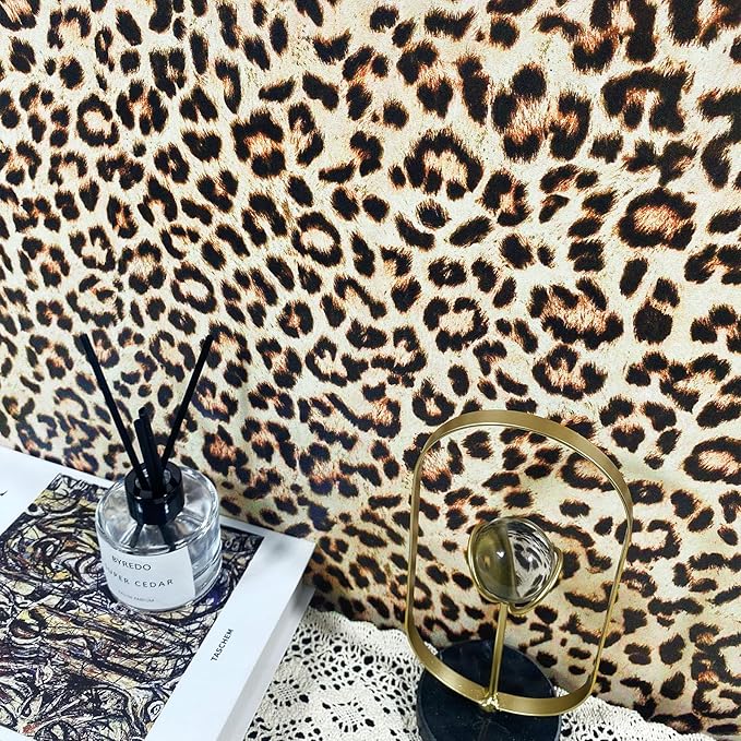 HueBurst Leopard Peel and Stick Wallpaper 17.3"x240" Cheetah Contact Paper Self Adhesive Brown Wallpaper Removable Waterproof Art DIY Wall Paper for Bedroom Living Room (28.8sq.ft.)