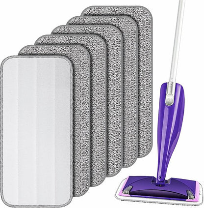 Reusable Mop Pads Refills for Swiffer WetJet, Wet Pads Refill Microfiber Mop Replacement Machine Washable Up to 100 Times for Floor Cleaning Wet Dry Use for All Floor Types, 6 Pack