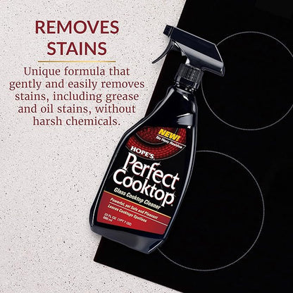 HOPE'S Perfect Cooktop Spray, Glass Ceramic Stovetop Cleaner, No Hazy Residue, Leaves Electric Stove Top Ranges Spotless, Clean Grease and Oil with Ease, Fragrance Free, 23 Fl Oz, Pack of 1