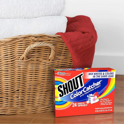 Shout Color Catcher Sheets for Laundry, Allow Mixed Washes, Prevent Color Runs and Maintain Original Clothing, 24 Count (Pack of 12)