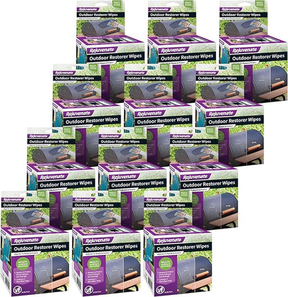 Rejuvenate Outdoor Restorer Wipes, 5 Count, Individually-Wrapped Pre-Saturated Microfiber Wipes Restore Faded and Weathered Surfaces Such As Patio Furniture, Shutters, Siding, And More, 12 Pack