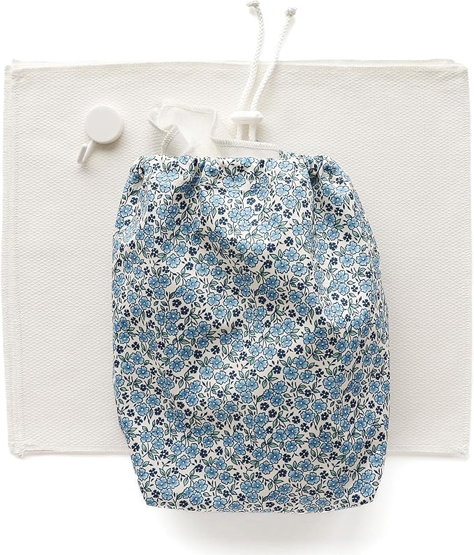 Esembly Paperless Towel Roll - Reusable Kitchen Towels 12-Pack Washable Cotton with Laundry Bag & Hook - Zero-Waste, Absorbent, Washable - Forget-me-not