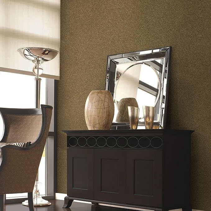 HeloHo Dark Gold Peel and Stick Wallpaper 118"X15.7" Solid Golden Bronze Matte Textured Wall Paper Modern Self Adhesive Removable Waterproof Contact Paper for Living Room Bedroom Decor