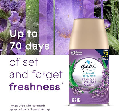 Glade Automatic Spray Refill, Air Freshener for Home and Bathroom, Tranquil Lavender & Aloe, 6.2 Oz, 3 Count