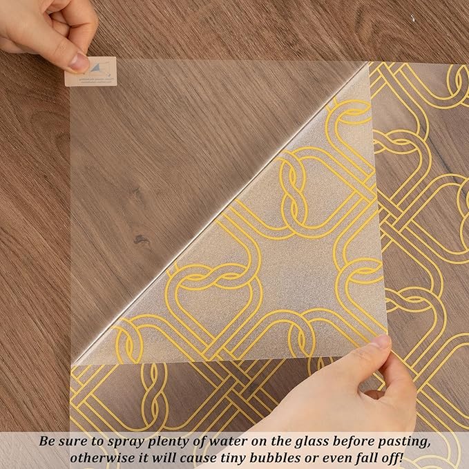 DKTIE Celtic Knot Seamless Pattern Full Privacy Window Film for French Doors Stained Glass Look Art Deco Background Japanese Overlap Circle Net (C651, 17.7'' x 78.7'')