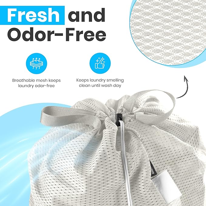 Handy Laundry Mesh Laundry Bag 24 x 36 Inches - Extra Large Heavy Duty Bag with Handles & Shoulder Strap, Breathable, Machine Washable for Dorm, Travel, Bedding & Storage - Grey