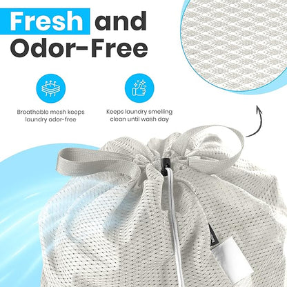 Handy Laundry Mesh Laundry Bag 24 x 36 Inches - Extra Large Heavy Duty Bag with Handles & Shoulder Strap, Breathable, Machine Washable for Dorm, Travel, Bedding & Storage - Grey