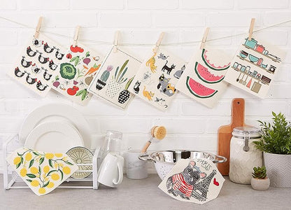 DII Swedish Dishcloths for Kitchen & Cleaning, Reusable, Machine Washable & Dishwasher Safe, Biodegradable, 7.75 x 6.75, Succulents, 3 Piece