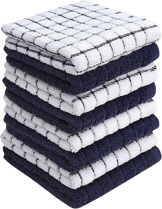 Bumble Dish Cloths (8 Pack) | 12" x 12" | 100% Cotton Kitchen Towels | 405 GSM | Soft, Highly Absorbent & Durable Dish Towels for Kitchen | Navy