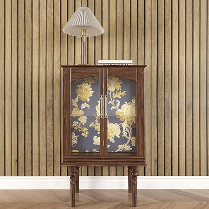 VEELIKE Slat Wood Contact Paper Wood Peel and Stick Wallpaper for Walls Cabinets Countertops Waterproof Self Adhesive Brown Wood Wallpaper 15.7''x118'' Removable Slat Wall Paper for Home Wall Décor