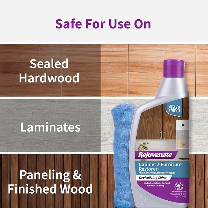 Rejuvenate Cabinet And Furniture Restorer Fills In Scratches, Shines And Protects Indoor Cabinets And Furniture, 16 Ounces