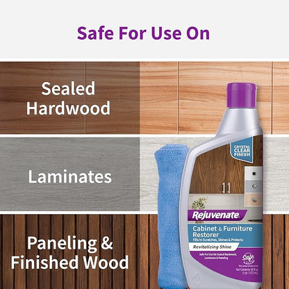 Rejuvenate Cabinet And Furniture Restorer Fills In Scratches, Shines And Protects Indoor Cabinets And Furniture, 16 Ounces