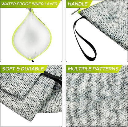 Nordic By Nature Reusable Sandwich Bag Snack Bags - Value Pack of 5 Dual Layer Lunch Baggies - Dishwasher Safe - Eco Friendly Cloth Wraps - Easy Open Zipper (Grey/Neon)