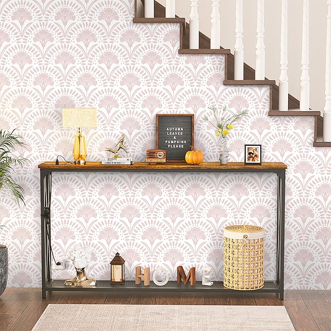 Timeet 17 in × 197 in Boho Peel and Stick Wallpaper Pink Floral Contact Paper White Pink Flower Wallpaper Removable Self Adhesive for Cabinet Bathroom Waterproof