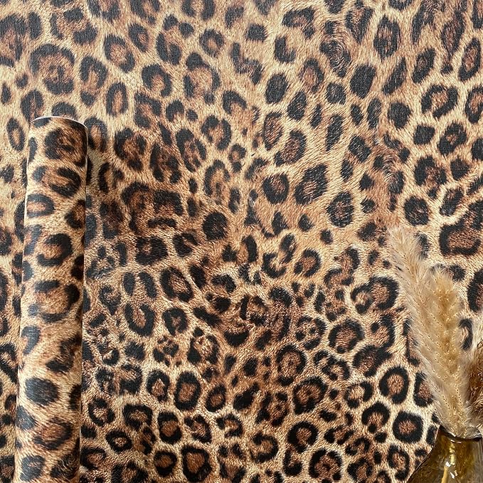 JiffDiff Upgrade Leopard Print Peel and Stick Wallpaper, 17.3" x 1200" Waterproof Removable Self Adhesive Wallpaper, Unique Funky Cheetah Contact Paper for Bedroom, Bathroom, Decor