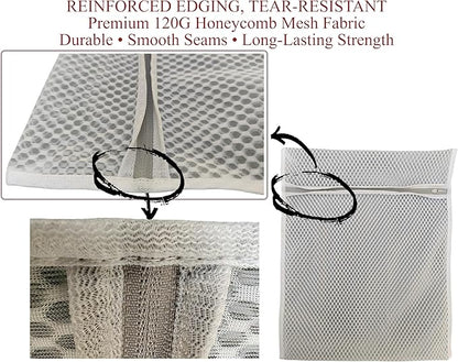 Mesh Laundry Bags for Delicates – 3 Pack (12”×16”) with Color-Coded Zippers, Protects Clothes from Damage, Breathable Honeycomb Mesh, Washer & Dryer Safe bags - Ideal for Bras, Lingerie & Socks