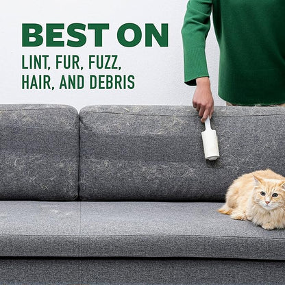 Scotch-Brite Greener Clean Lint Roller, Reusable Lint Rollers for Clothes, Furniture, and Pet Hair, Tidy Up Fabrics with a More Sustainable Fuzz Remover, 1 Roller, 2 Refills
