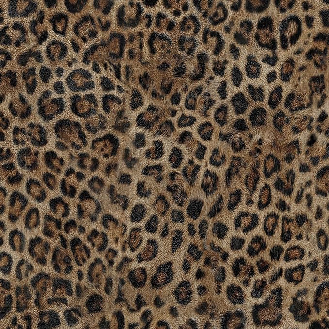 JiffDiff Upgrade Leopard Print Peel and Stick Wallpaper, 17.3" x 400" Waterproof Removable Self Adhesive Wallpaper, Brown Unique Funky Cheetah Contact Paper for Bedroom, Bathroom, Decor