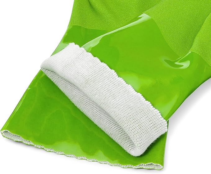 kitchen-star Ultimate Rubber Household PVC Gloves with Comfortable Cotton Lining, Anti-Slip surface, Kitchen Dishwashing, Extra Thickness, Kitchen Cleaning, Working, Painting, Pet Care (Large, Green)