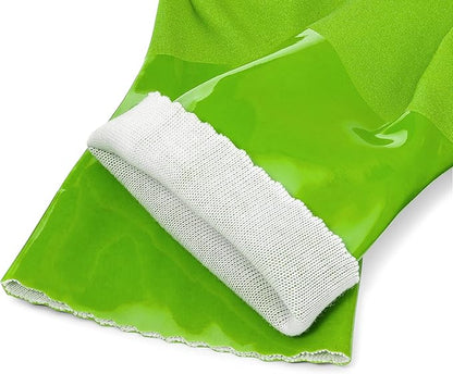 kitchen-star Ultimate Rubber Household PVC Gloves with Comfortable Cotton Lining, Anti-Slip surface, Kitchen Dishwashing, Extra Thickness, Kitchen Cleaning, Working, Painting, Pet Care (Large, Green)