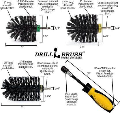 Grill Brush Drill Attachment Cleaning Kit - Replace Stainless Steel Wire Scrubber with Our Safer Nylon Bristle Brushes - Grill Accessories, Grill Hand Brush for Griddle Cleaning - Rust Removal