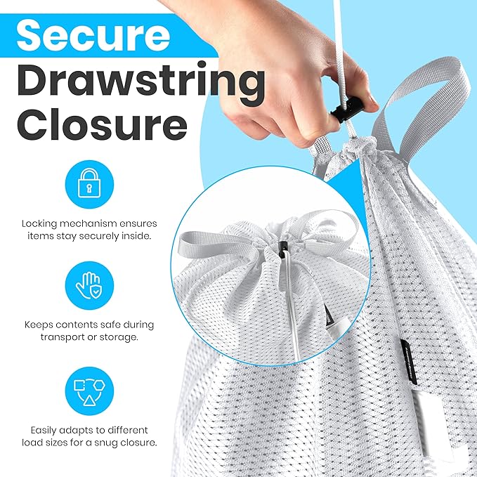 Handy Laundry Mesh Laundry Bag 24 x 36 Inches - Extra Large Heavy Duty Bag with Handles & Shoulder Strap, Breathable, Machine Washable for Dorm, Travel, Bedding & Storage - White