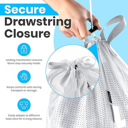 Handy Laundry Mesh Laundry Bag 24 x 36 Inches - Extra Large Heavy Duty Bag with Handles & Shoulder Strap, Breathable, Machine Washable for Dorm, Travel, Bedding & Storage - White