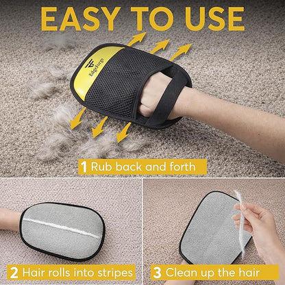 Pet Hair Removal Glove for Dogs & Cats - Reusable Electrostatic Magic Brush Glove - Lint Mitt for Furniture, Couch, Carpet, Clothing, Car Seat - Dog Hair Remover Tool