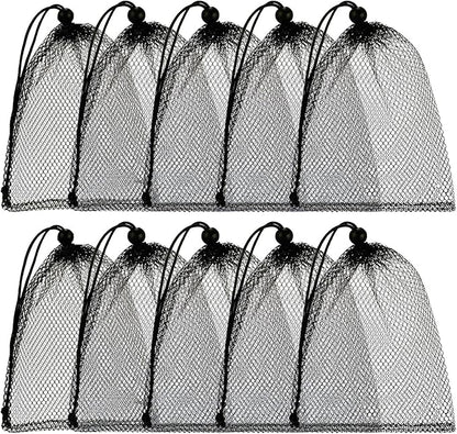 TecUnite 10 Pcs Mesh Bags Drawstring Laundry Bags Large Nylon Mesh Gift Dishwasher Bag with Sliding Drawstring for Kitchen Jewelry Gifts Wedding Favor Home(5.5 x 7.5 Inch,Black)