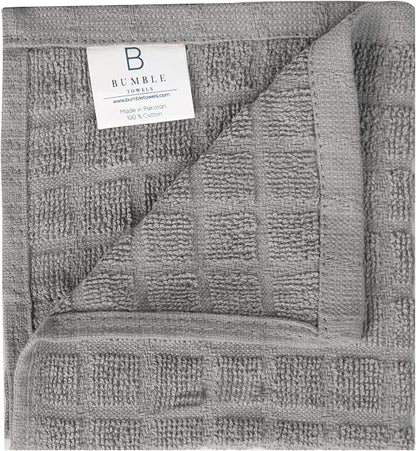 Bumble Dish Cloths (8 Pack) | 12" x 12" | 100% Cotton Kitchen Towels | 406 GSM | Soft, Highly Absorbent & Durable Dish Towels for Kitchen | Gray