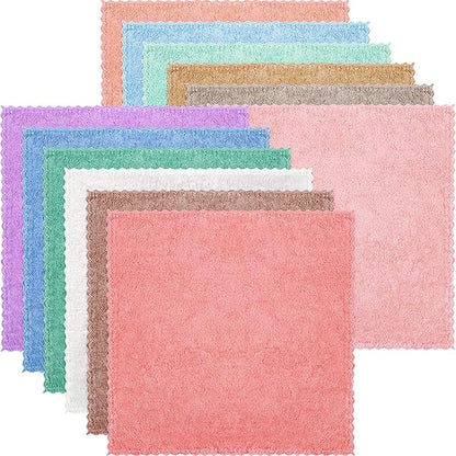 Syhood 12 Pieces Face Wash Cloth 12 x 12 in Makeup Remover Cloths Towel Coral Velvet Facial Microfiber Soft Fast Drying Facial Cleansing Towel for Face(Assorted Color)