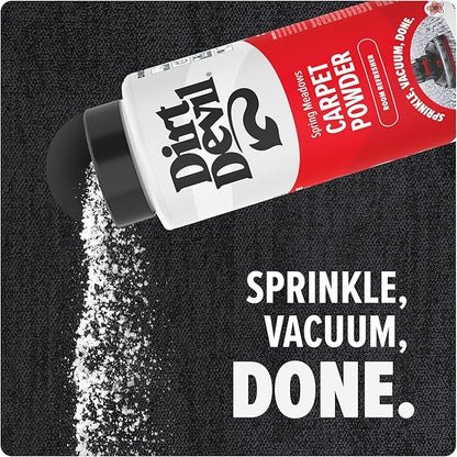 Dirt Devil Carpet Powder, 32 oz, Room Refresher and Odor Eliminator, Spring Meadows Scent, Vacuum Cleaner Safe, For Use on Carpets, Rugs, Upholstery and More, Carpet Freshener Powder for Home Use