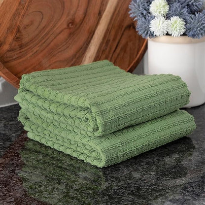 Ritz Royale Collection 100% Combed Terry Cotton, Highly Absorbent, Oversized Kitchen Towel Set, 28" x 18", 2-Pack, Solid, Juniper