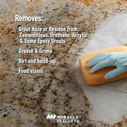 Miracle Sealants Miracle Heavy Duty Tile & Stone Cleaner, Grout Haze Remover, Non-Acidic, Quart, 6 Pack
