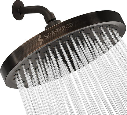 SparkPod Shower Head - High Pressure Rain - Premium Quality Luxury Design - Easy Clean Adjustable Replacement for Your Bathroom Shower Heads (Vintage Oil Rubbed Bronze, 8 Inch Round)