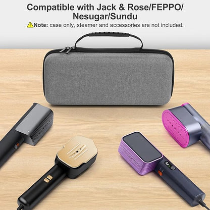 Travel Steamer Case Compatible with Jack & Rose/for FEPPO/for Nesugar Garment Steamers, Handheld Steamer Carrying Storage Bag Organizer for Iron Accessories Grey(Case Only)