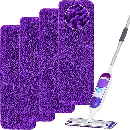 Aifacay Reusable Mop Pad for Swiffer PowerMop, 4 Pack Mop Refill Pads for Swiffer PowerMop Refills Multi-Surface Pads 15" Microfiber Spray Floor Mops Replacements Pad Washable-Purple