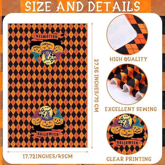 6 Pcs Halloween Kitchen Towels Buffalo Plaid Pumpkin Dish Towels 18 x 28 Inches Happy Halloween Boo Ghost Tea Towels Black Cat Spooky Bat Hand Towels for Halloween Party Decor Home Cooking Baking