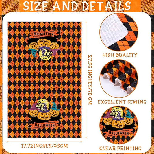 6 Pcs Halloween Kitchen Towels Buffalo Plaid Pumpkin Dish Towels 18 x 28 Inches Happy Halloween Boo Ghost Tea Towels Black Cat Spooky Bat Hand Towels for Halloween Party Decor Home Cooking Baking