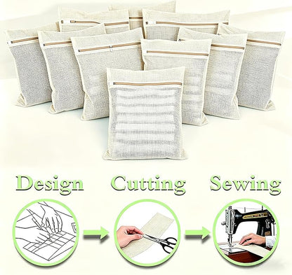 6-Pack Laundry Bags, Durable Cotton Mesh with Sturdy Zipper, Breathable Mesh Fabric, Ideal for Washing Underwear, Pants, Shoes, Socks and Delicate Garments