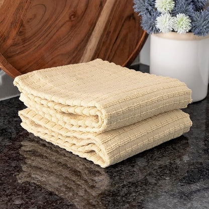 Ritz Royale Collection 100% Combed Terry Cotton, Highly Absorbent, Oversized, Kitchen Towel Set, 28" x 18", 2-Pack, Solid Latte Brown