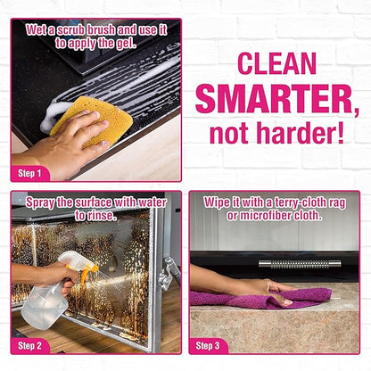 Quick 'n Brite Fireplace Brick and Stone Cleaner 64oz - Natural Stone, Tile, and Marble Cleaner with Scrub Brush - Indoor Fireplace and Wood Stove Cleaning Kit - Pellet Stove Creosote Remover