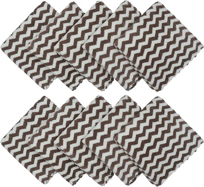 Microfiber Cleaning Cloth Lint Free Cleaning Rags, 10 Pack Fast Drying Dish Rags for Cleaning, Super Absorbent Kitchen Dish Cloths for Wash Dishes,12 in x 12 in (Brown)