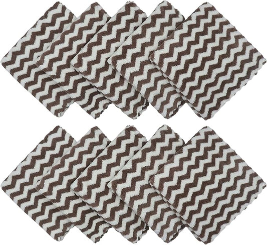 Microfiber Cleaning Cloth Lint Free Cleaning Rags, 10 Pack Fast Drying Dish Rags for Cleaning, Super Absorbent Kitchen Dish Cloths for Wash Dishes,12 in x 12 in (Brown)